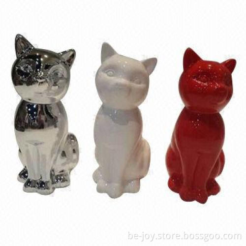 Cat ceramic crafts with ion plating and various colors and sizes, OEM orders are welcome